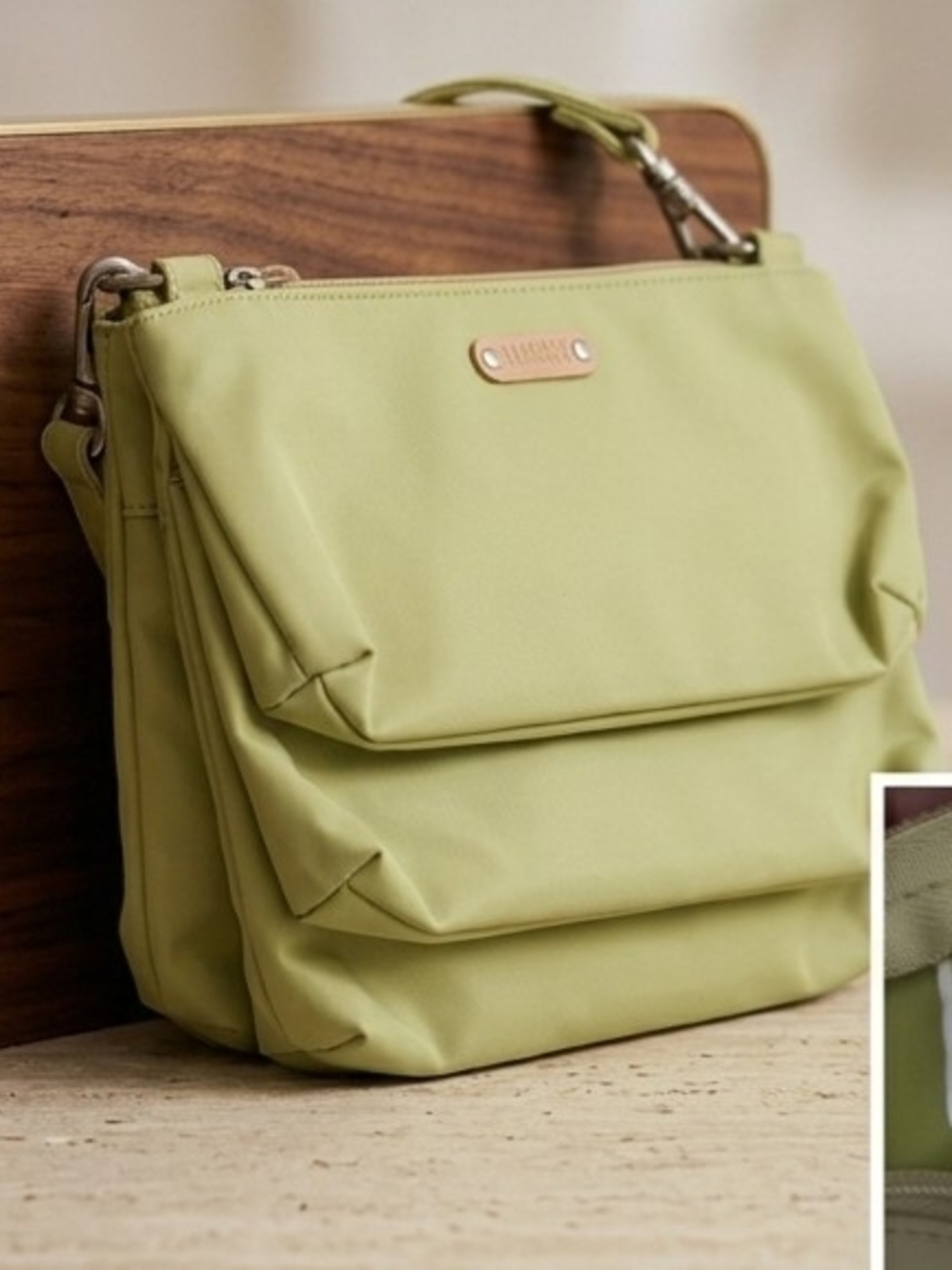 NOS Vintage Olive Green Three-Layer Convertible Crossbody Bag